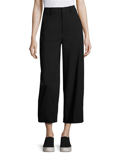 black prada virgin wool high-rise wide-leg cropped pants|High.